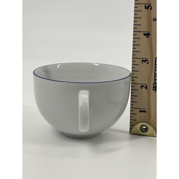 Crate & Barrel Epoch Blue Line White Tea Cup & Saucer Set Kathleen Wills Japan - Picture 4 of 8